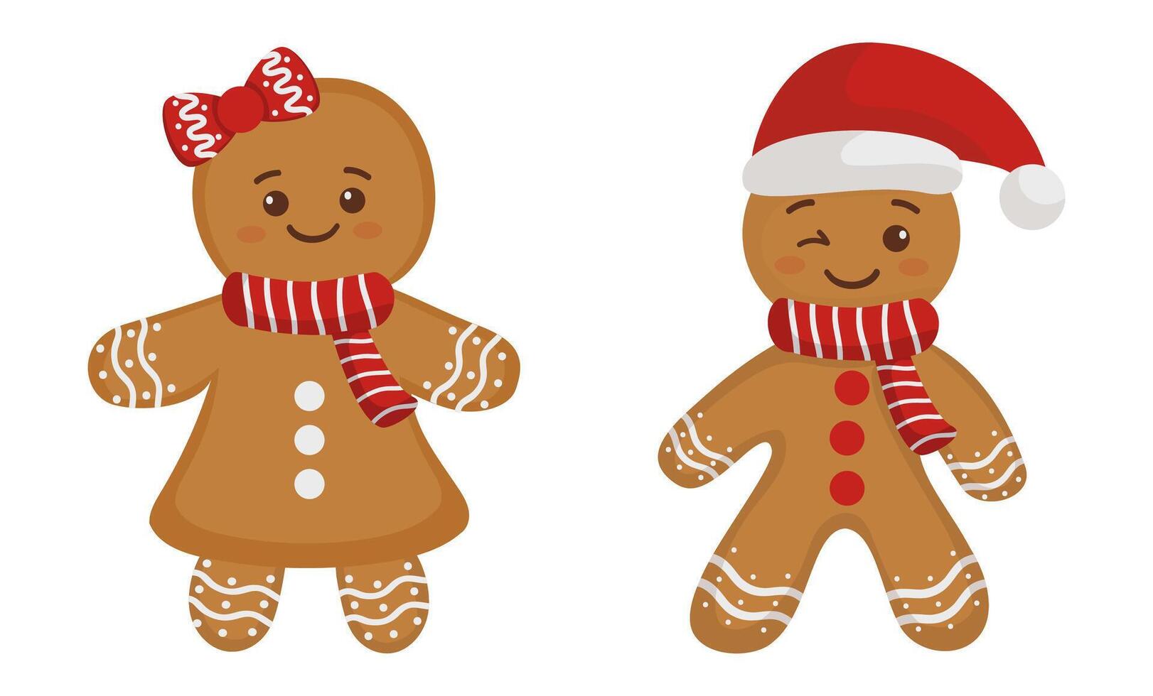 Gingerbread Couple Dressed for Christmas vector