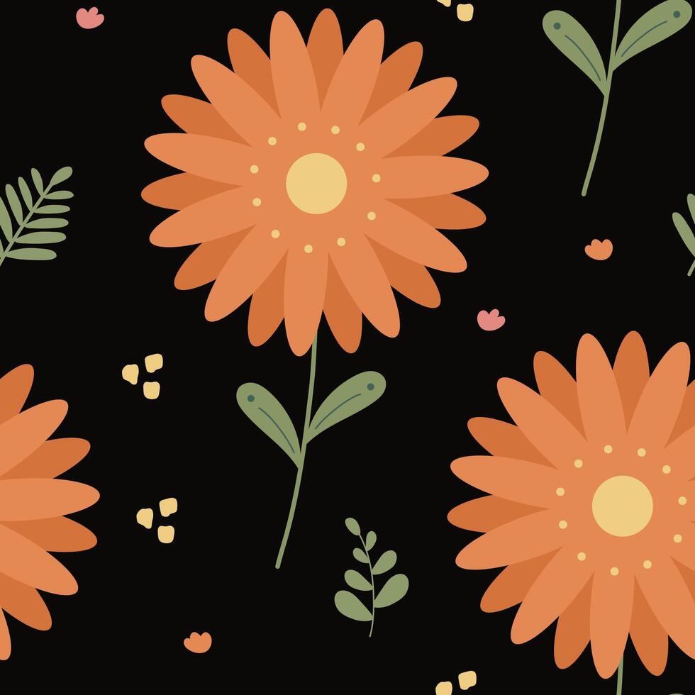 floral pattern on dark background vector