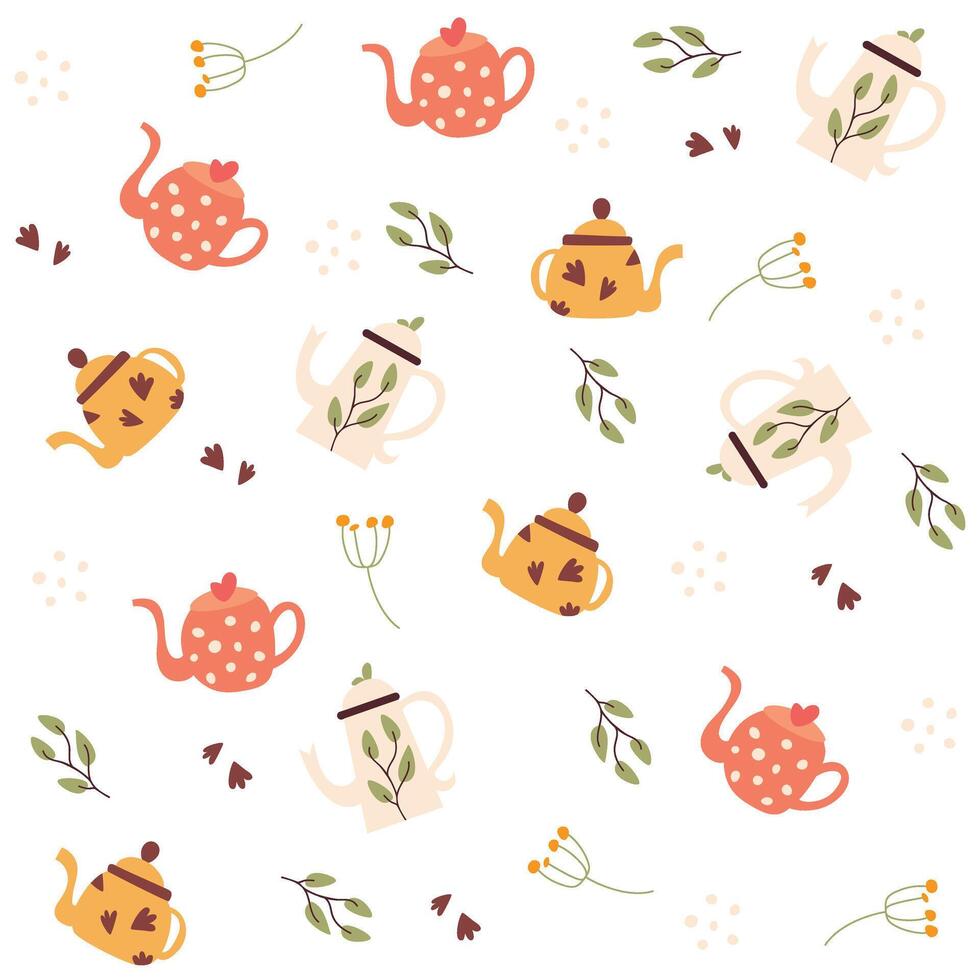 cute set pattern tea mug vector