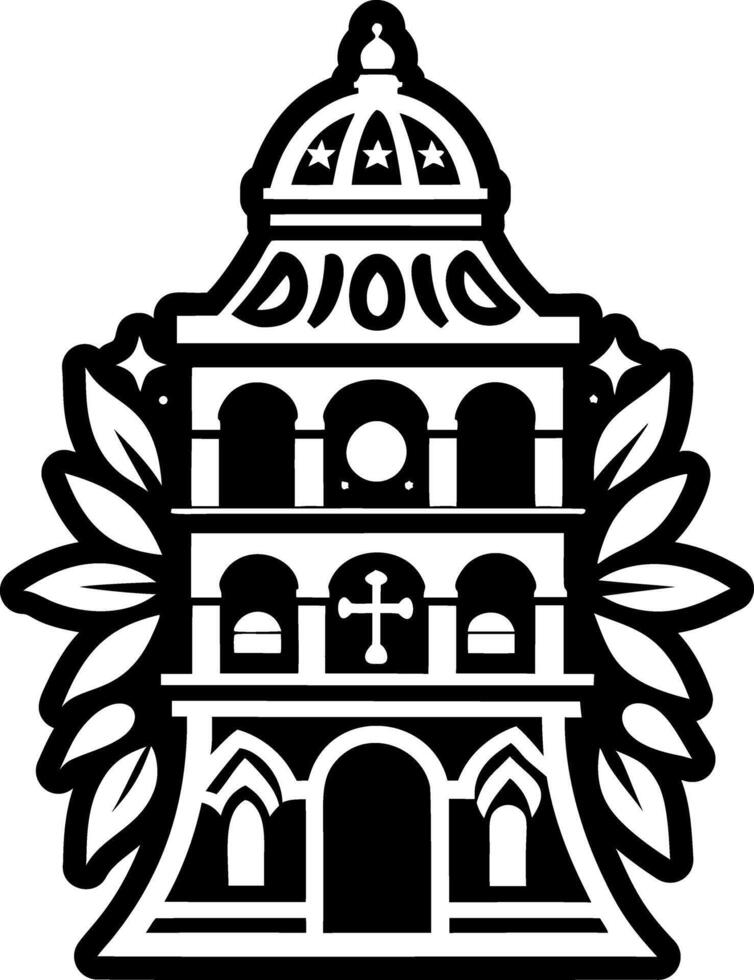 A glyph style icon of bell tower tattoo vector