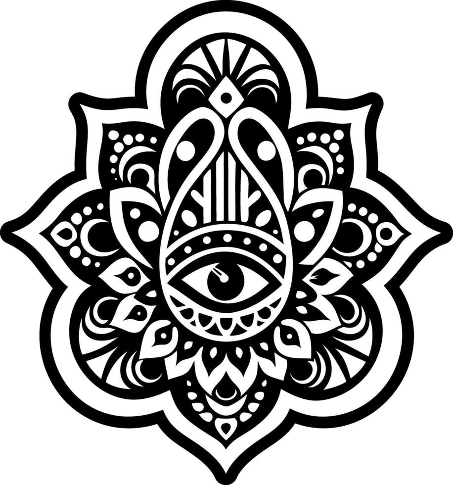 A filled style icon showing hamsa spiritual tattoo vector