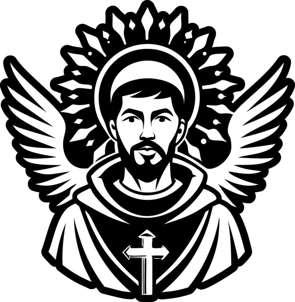 A solid style icon showing francis tattoo vector