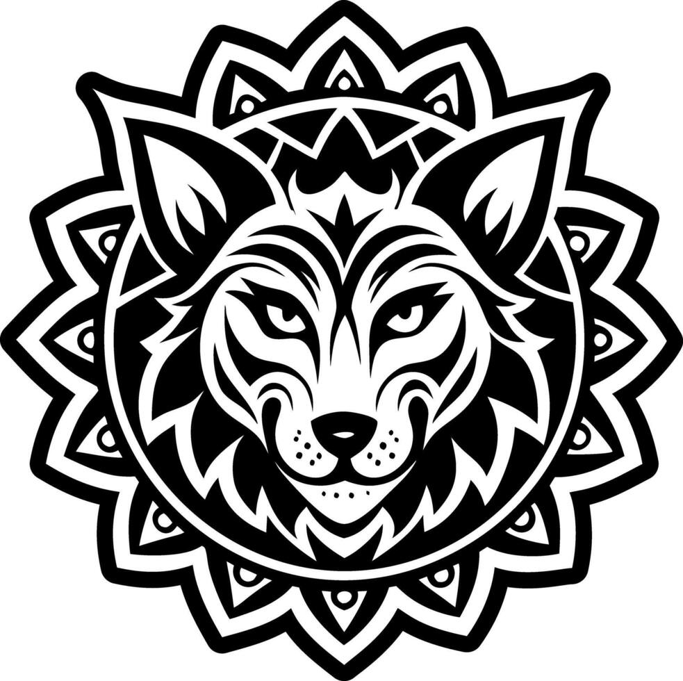 A glyph style icon of wolf mandala vector