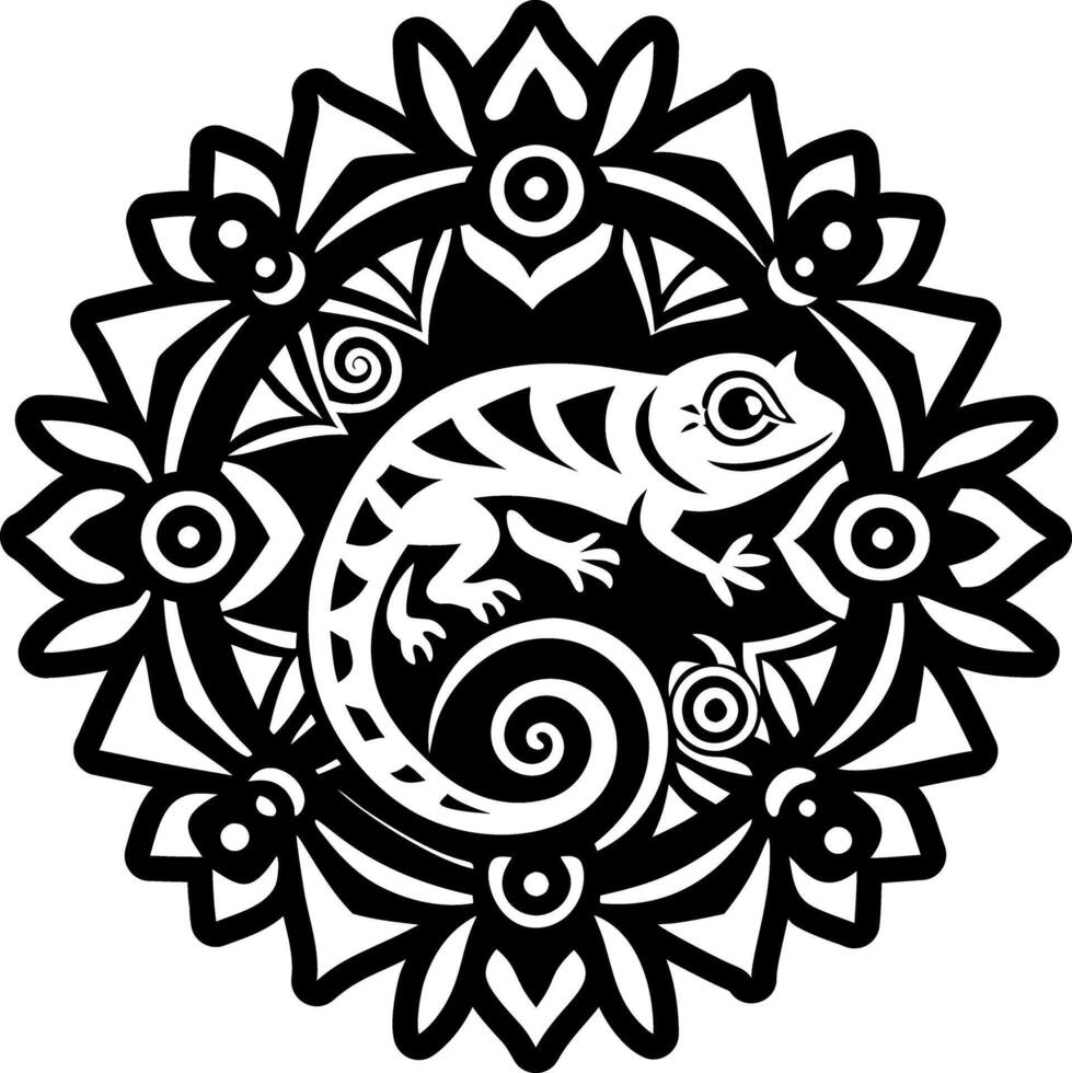 A glyph style icon of chameleon art vector