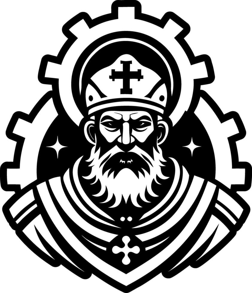 A solid style icon showing saint peter tattoo vector