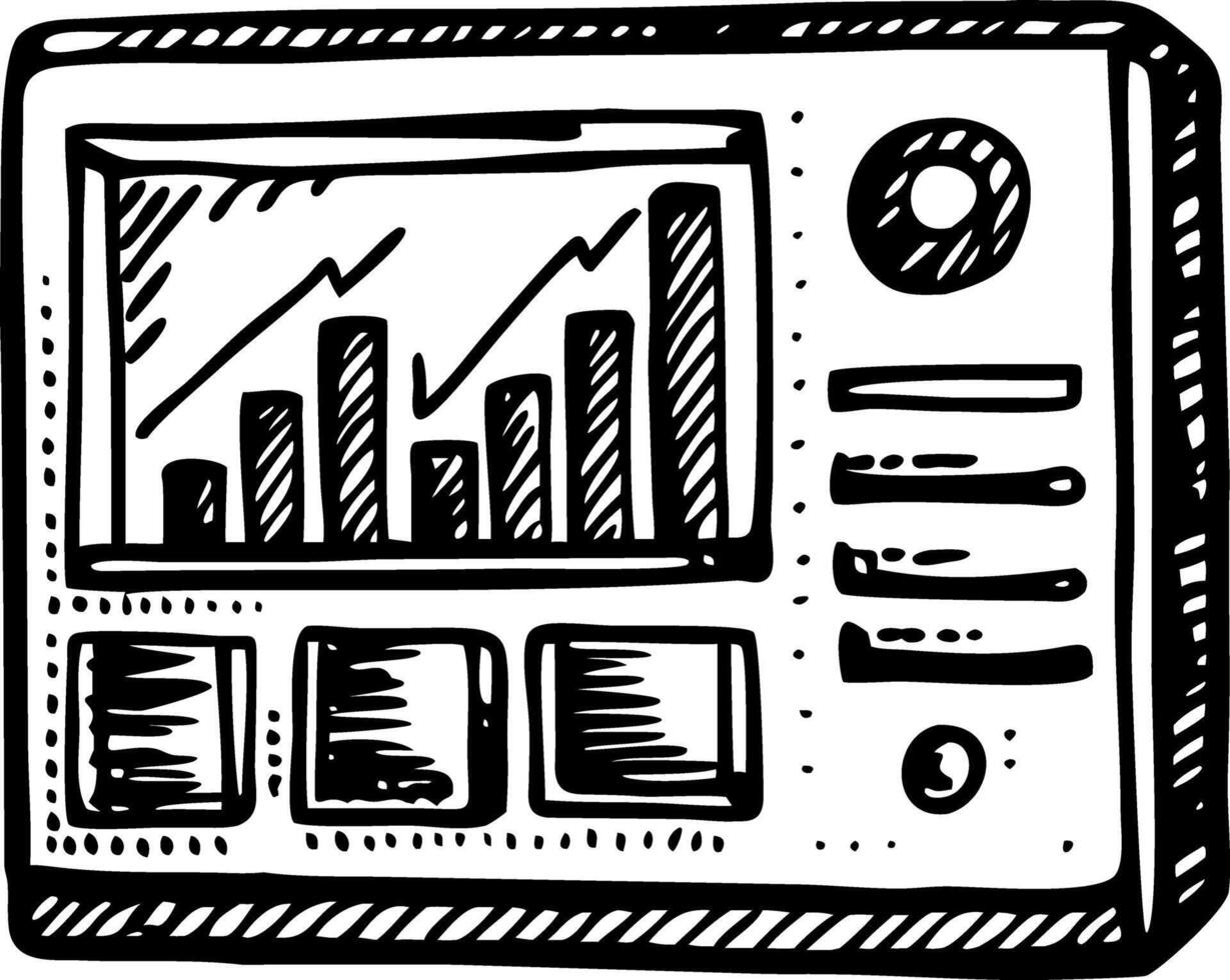 A sketchy style illustration showing business data vector