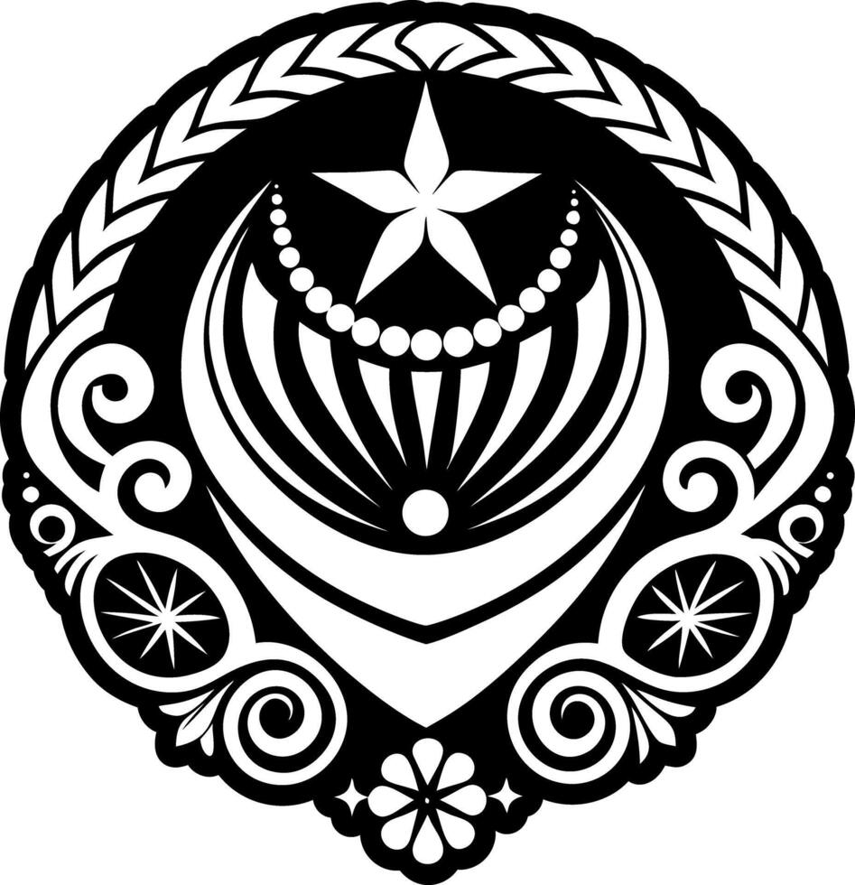 A glyph style icon showing shell tattoo vector