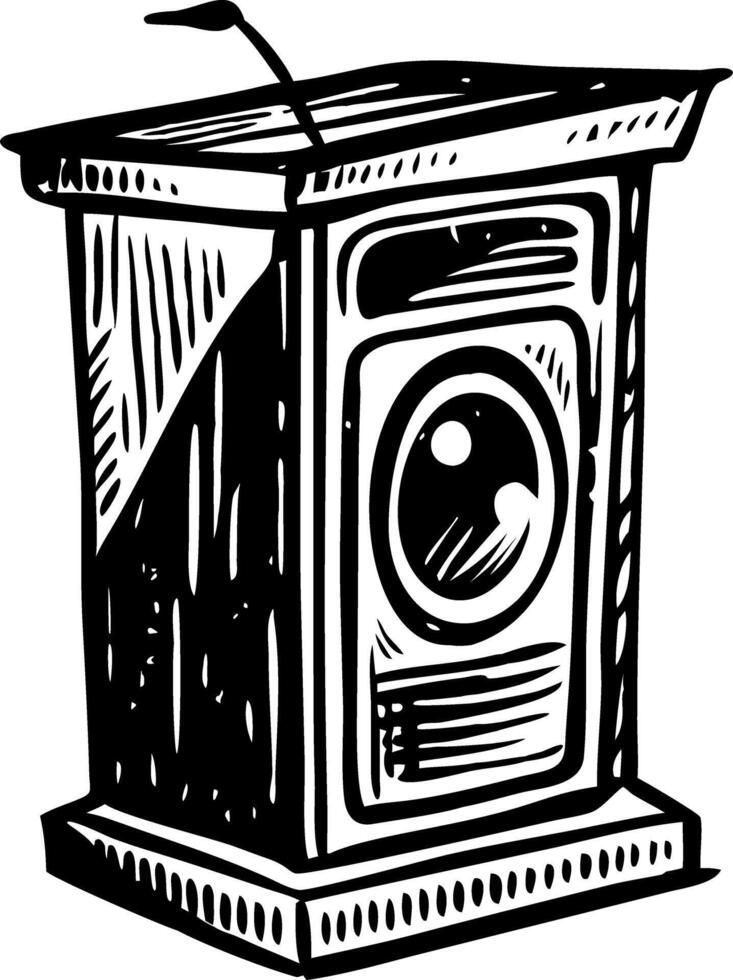 A vintage style illustration of speaker podium vector