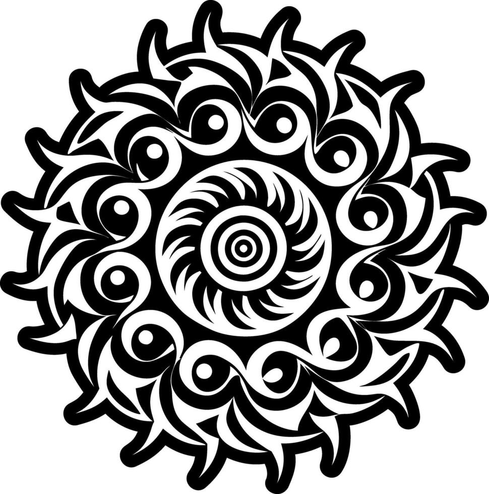 Solid style icon depicting spiral mandala vector