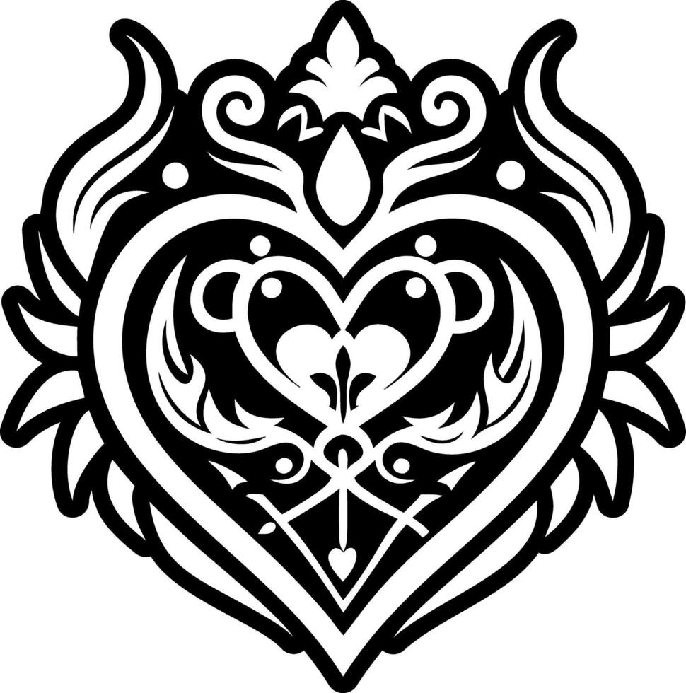 A glyph style icon of love tattoo element vector