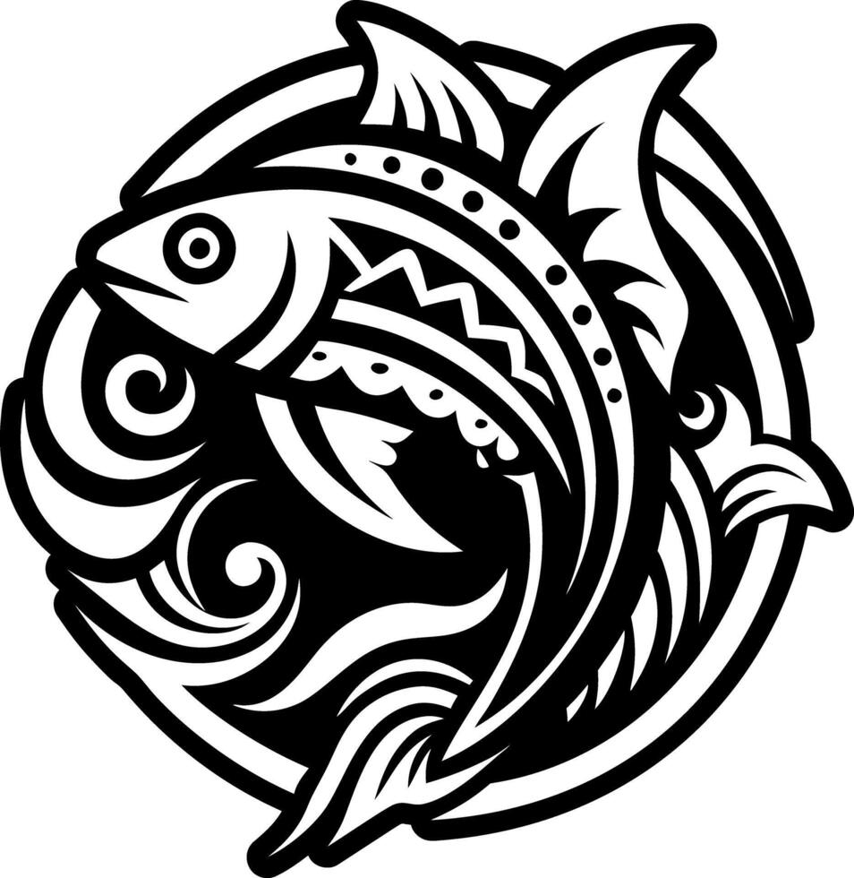 A solid style icon of fish symbol vector