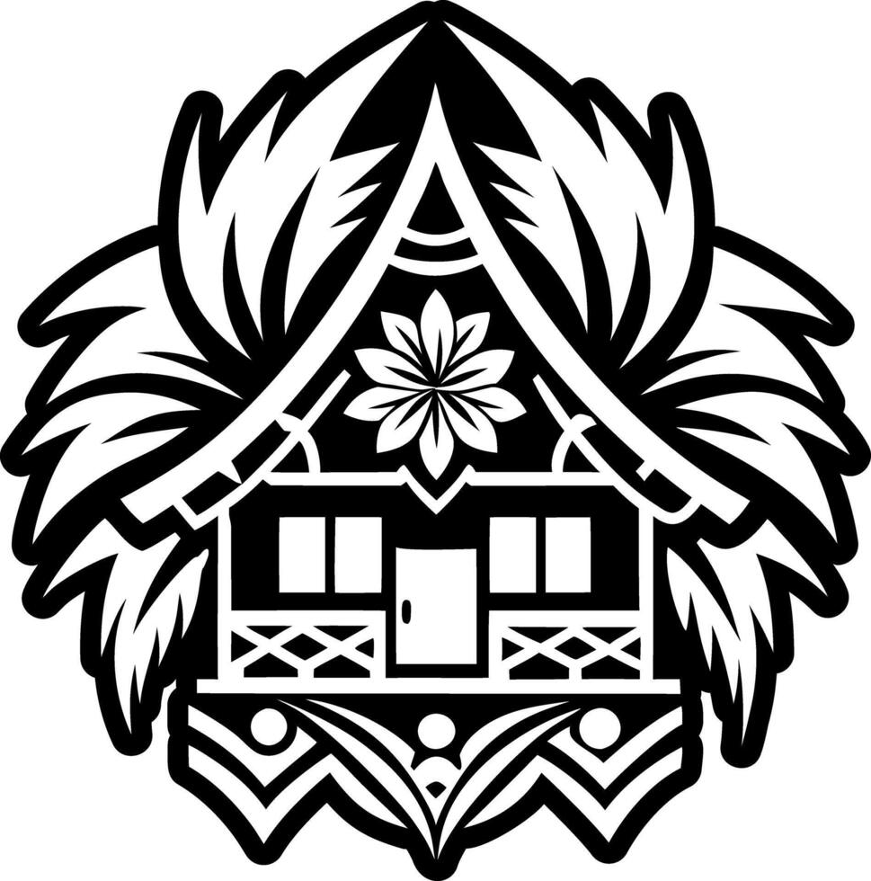 Hawaiian village icon in solid style vector