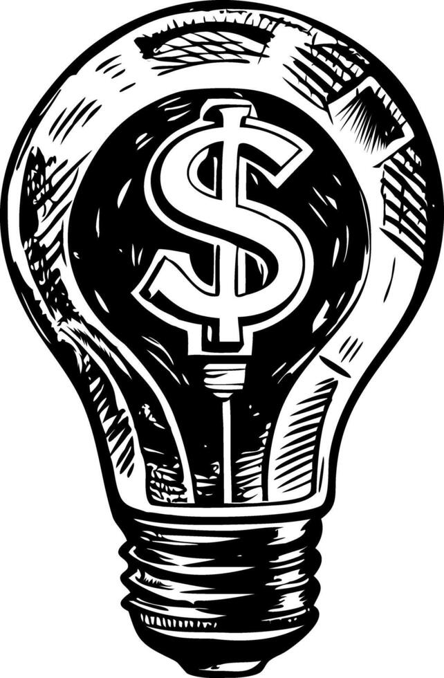 A lightbulb depicting a business idea, vintage style illustration vector