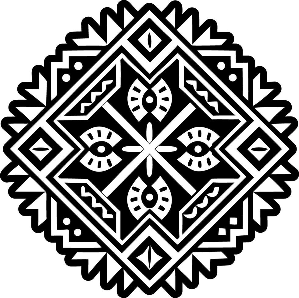 Solid style icon of mud cloth tribal tattoo vector
