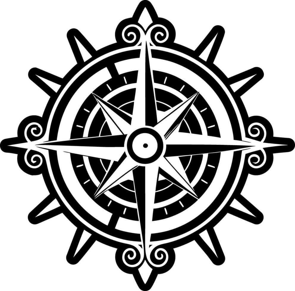 Solid style icon of compass tattoo for guidance vector