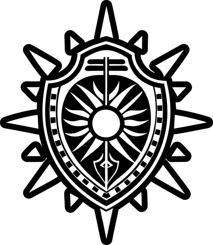 A solid style icon of tribal shield vector