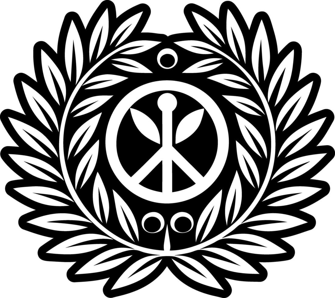 A filled style icon showing laurel wreath vector