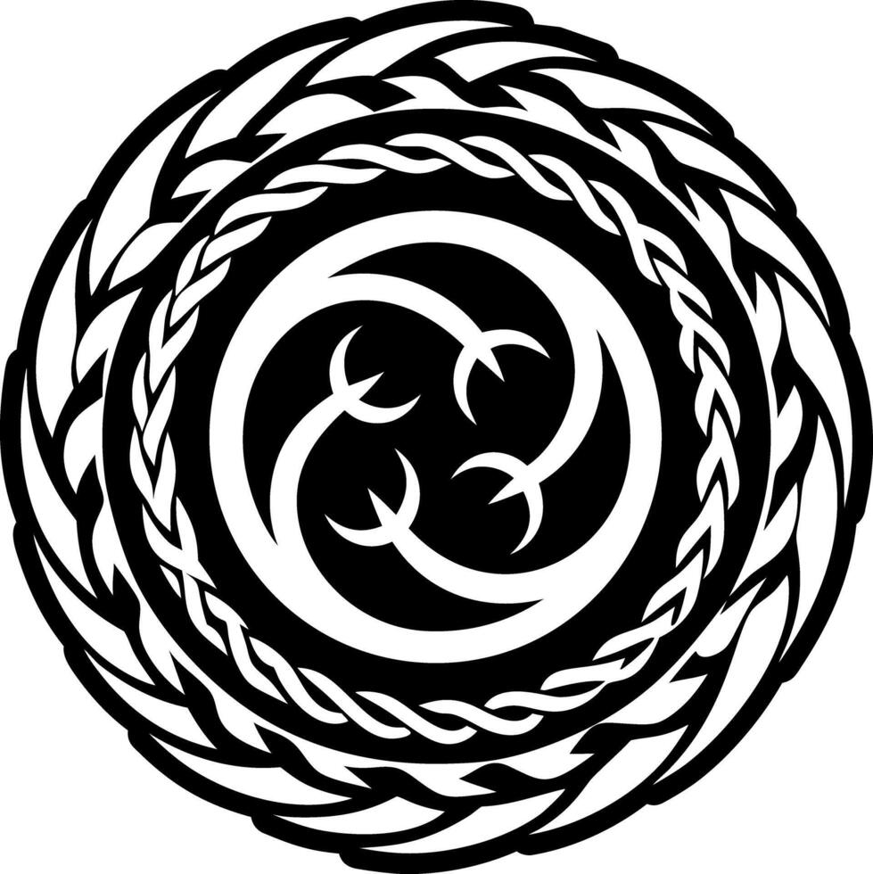 A circle with a black and white design vector