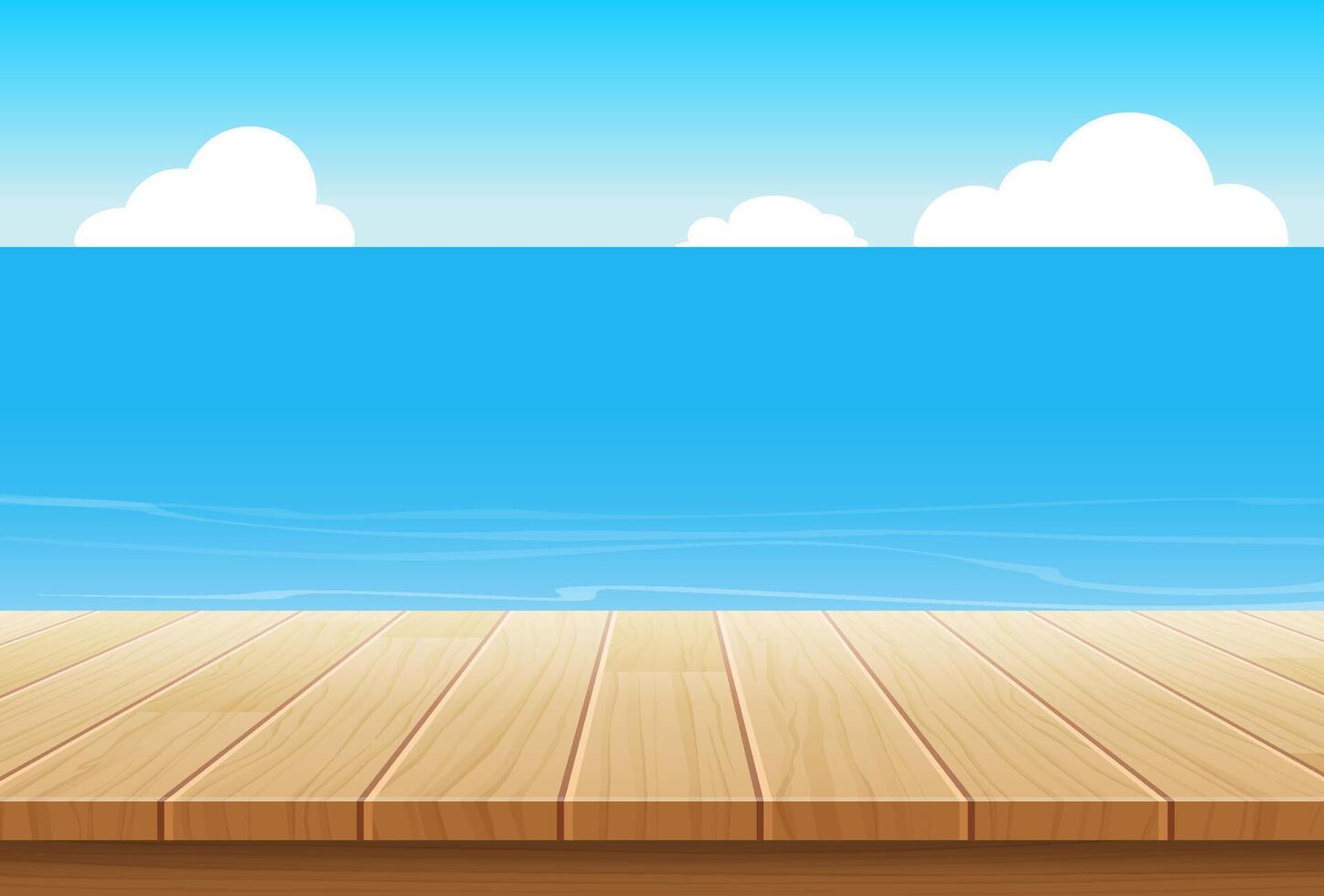 summer background sky with sea and wooden for product display montages. vector