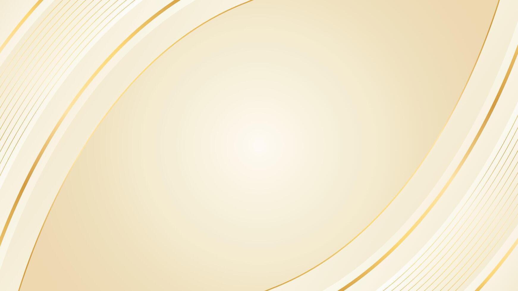 Minimalist elegant beige luxury curved background with gold lines vector