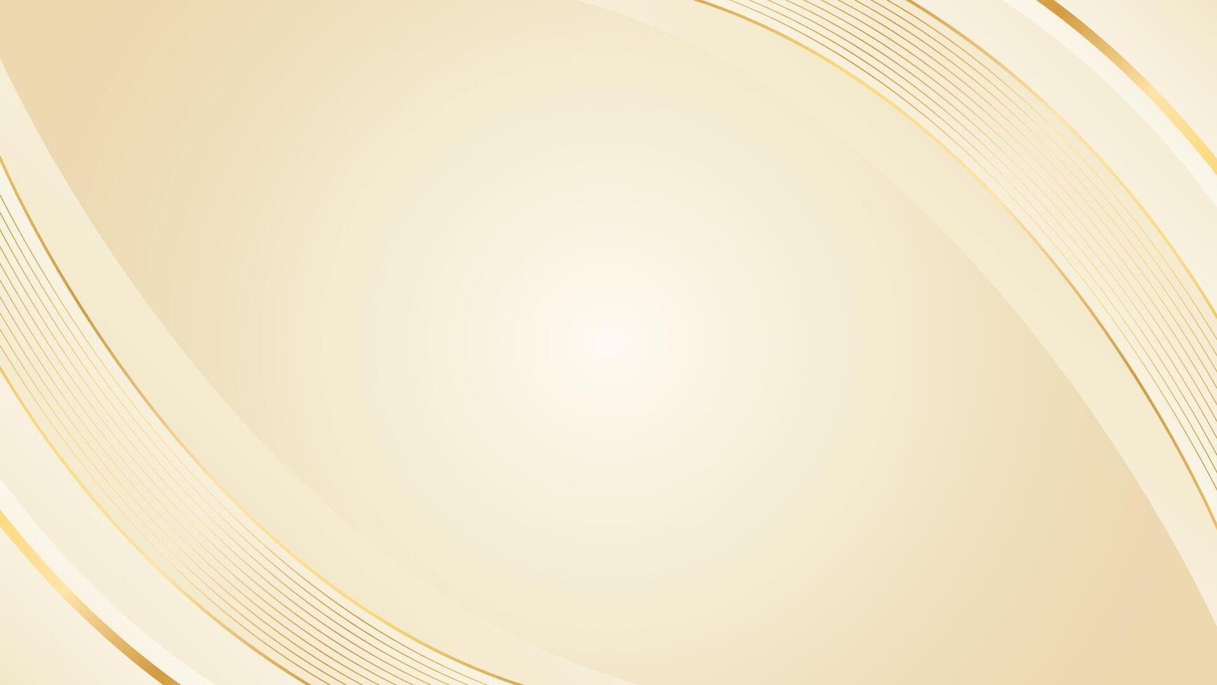 Elegant beige luxury curved background with gold lines vector