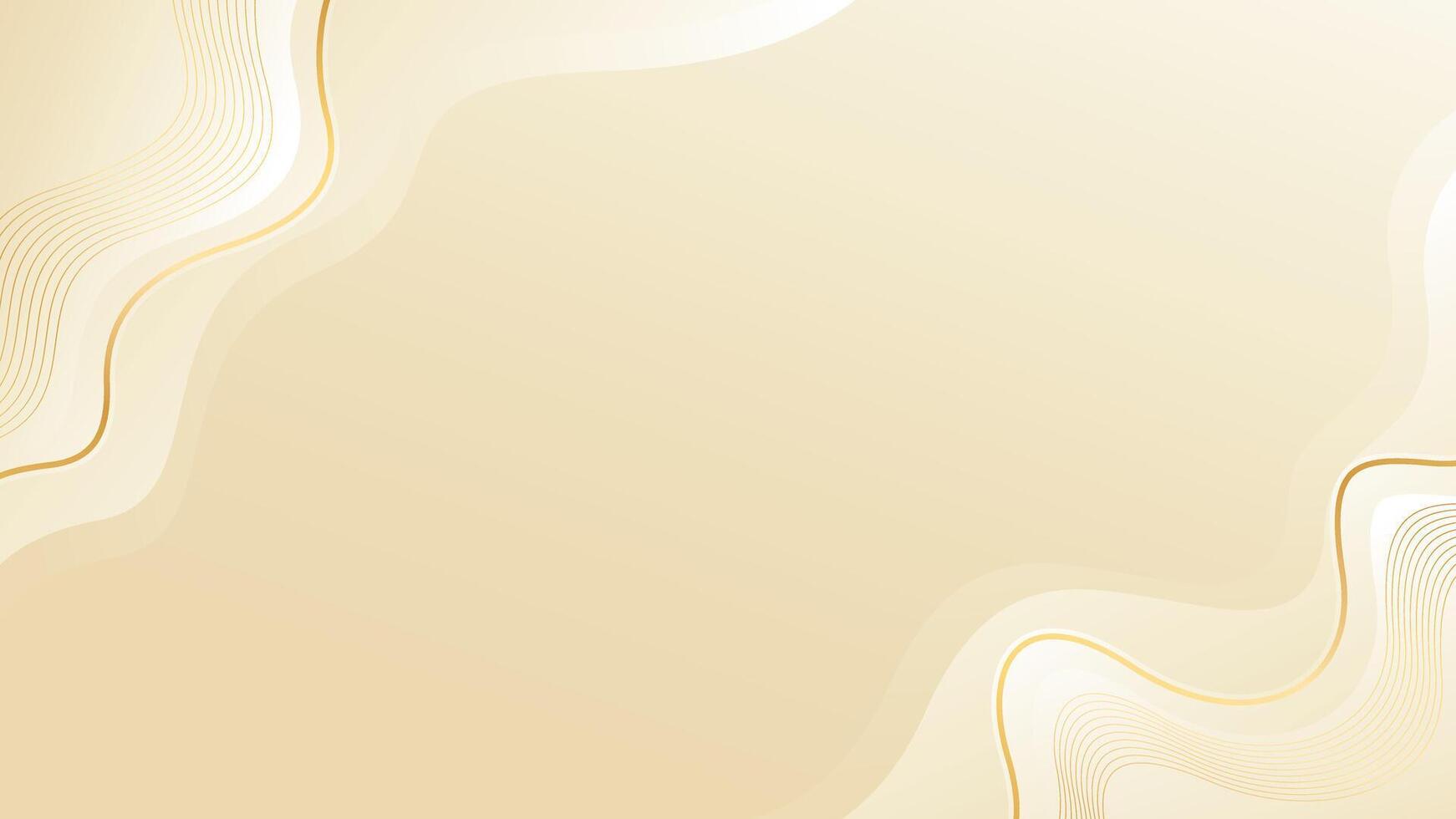 Abstract beige luxury background with wave shapes and gold lines vector