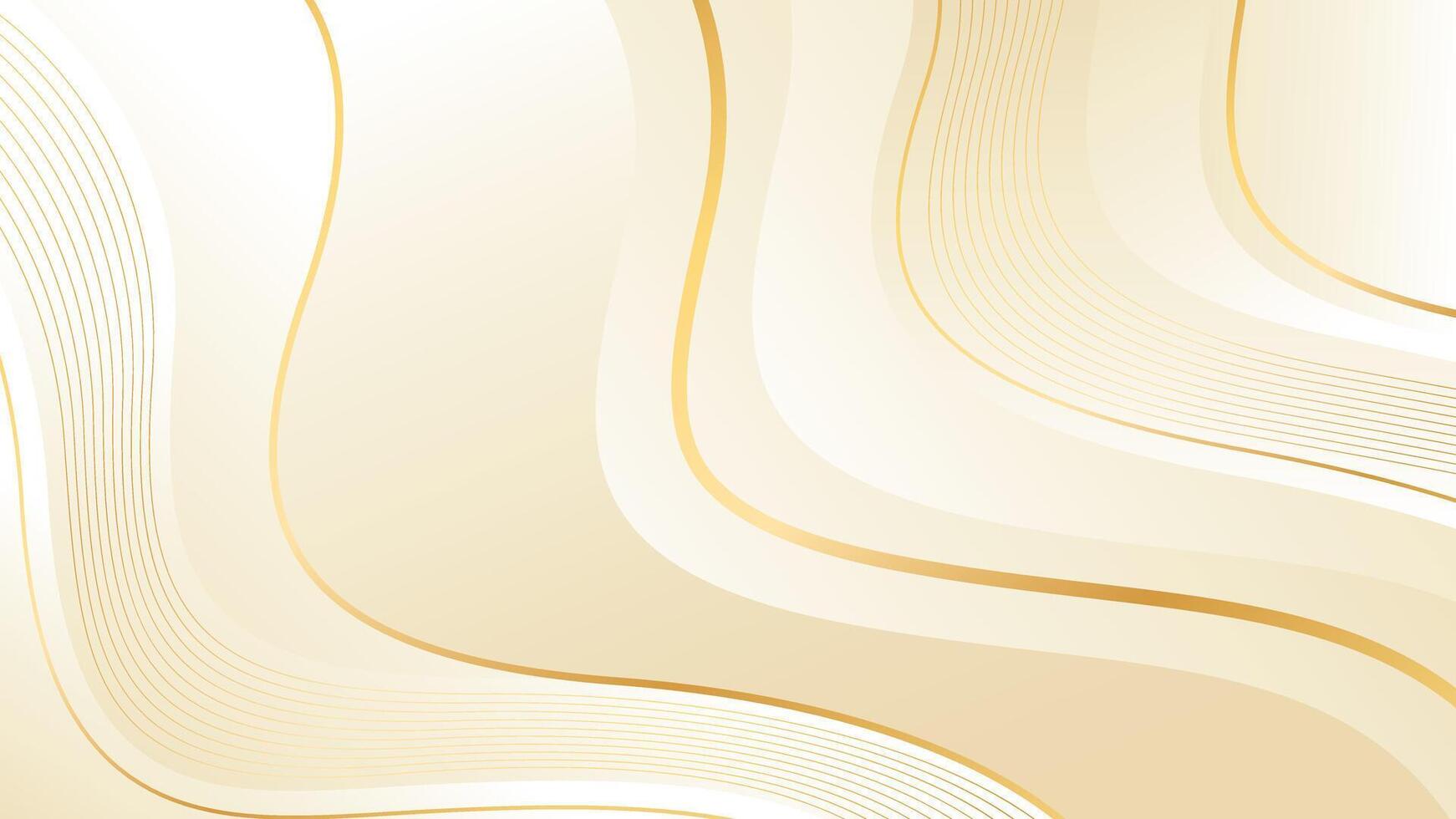 Abstract beige luxury wave background with elegant gold lines vector