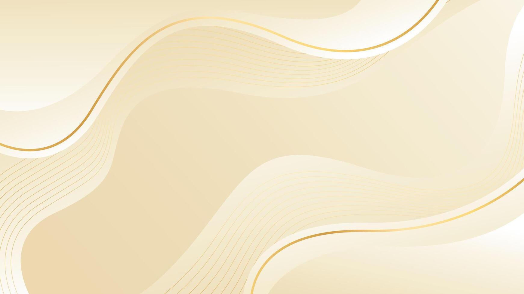 Abstract beige luxury wave background with elegant gold lines, wallpaper vector