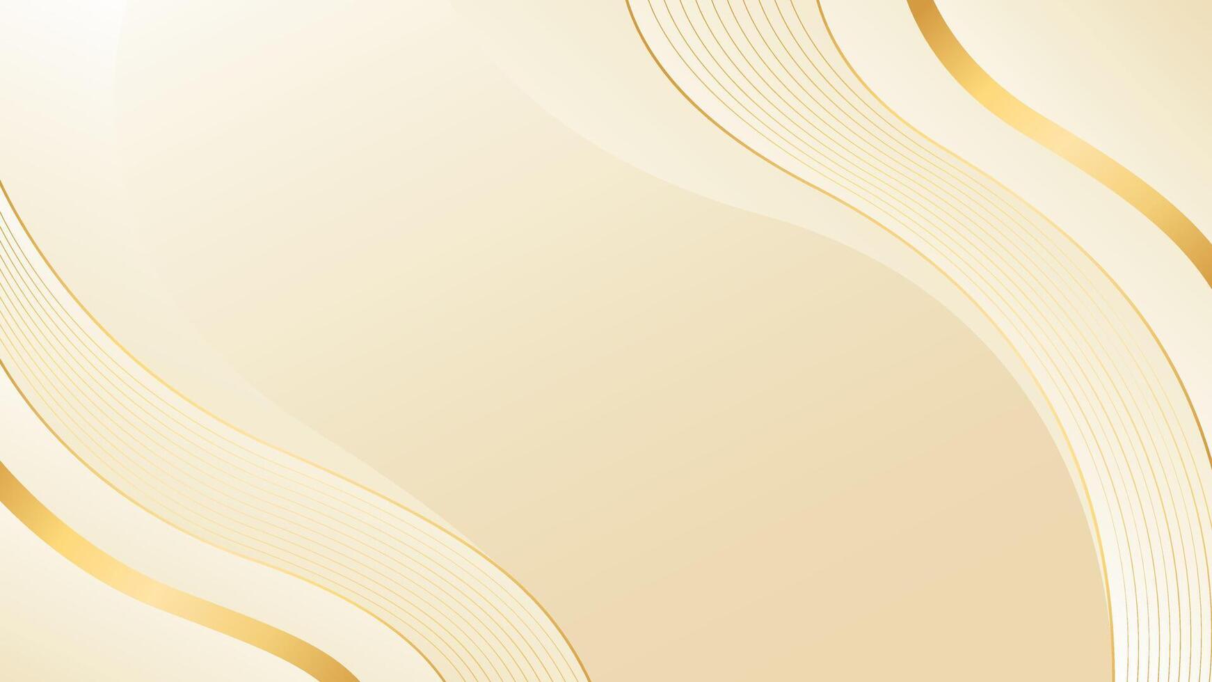 Luxury Beige Background with Gold Curves for Beauty and Skincare Design vector