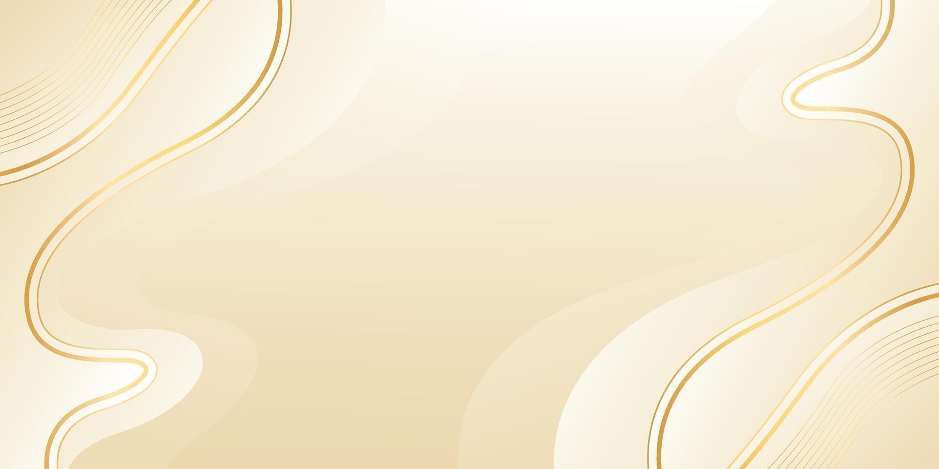Beige luxury wave background with elegant gold lines vector