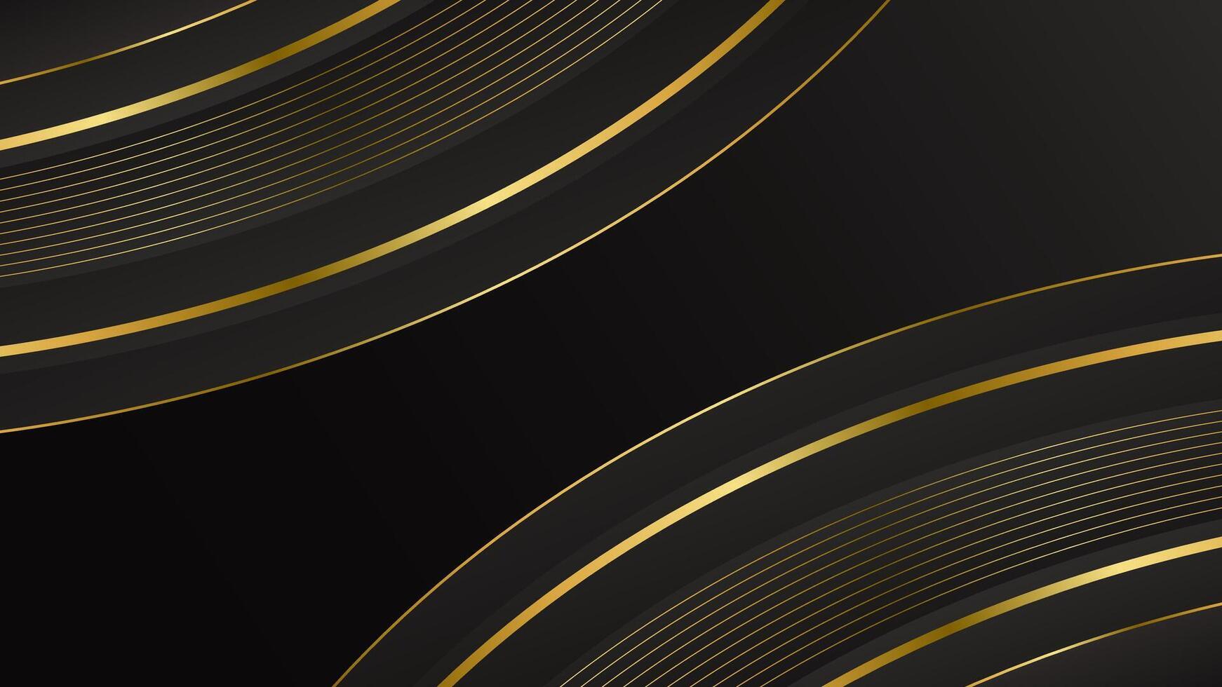 Modern black Luxury curve background with Elegant gold lines. Abstract premium design for wallpapers, templates, banners, sales, ads, events, awards, websites, pages and more vector