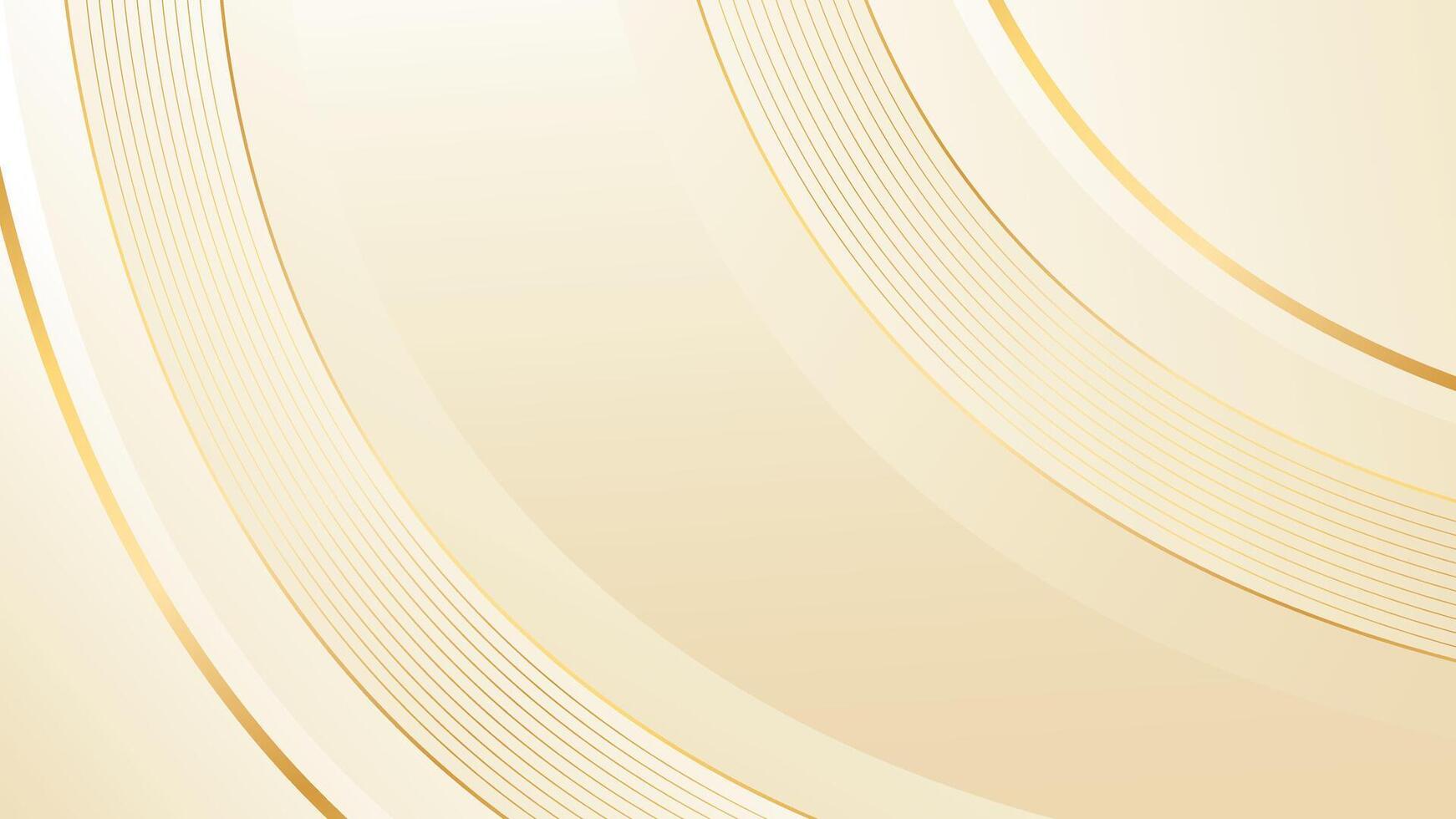 Abstract Elegant beige luxury curved background with gold lines vector