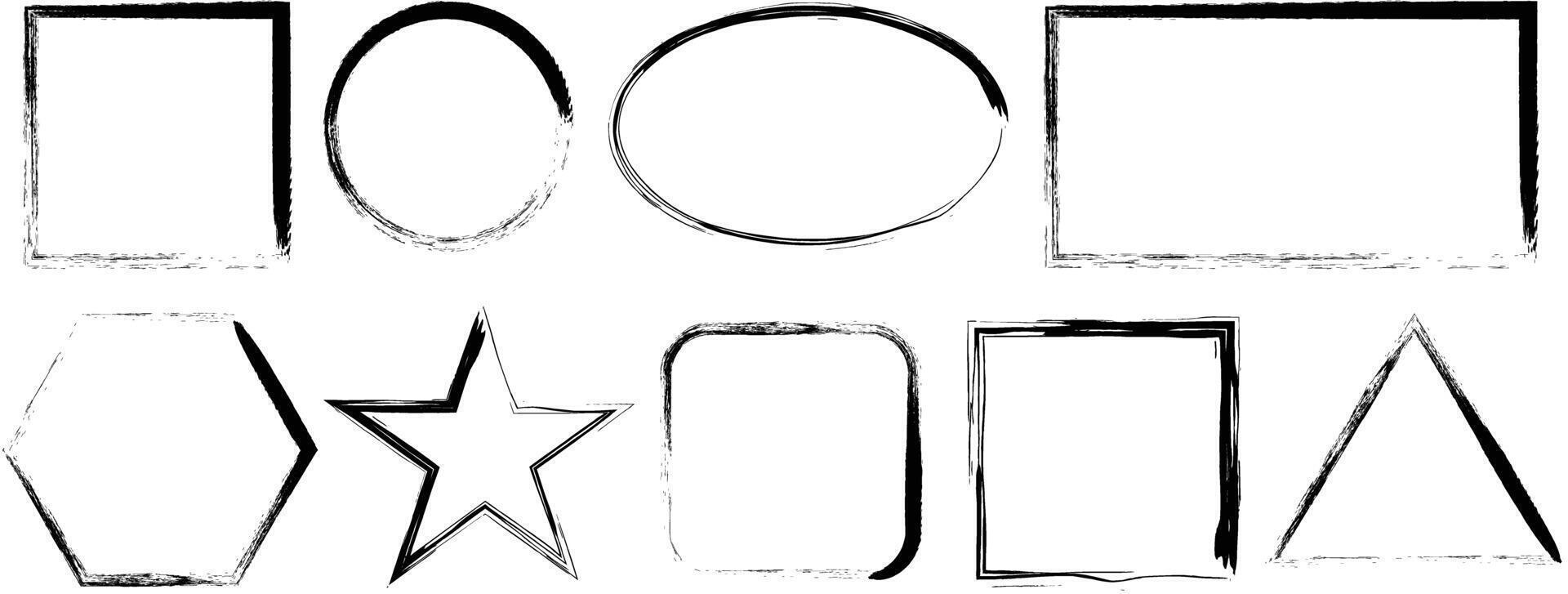 Set of black grunge geometric frame border isolated vector