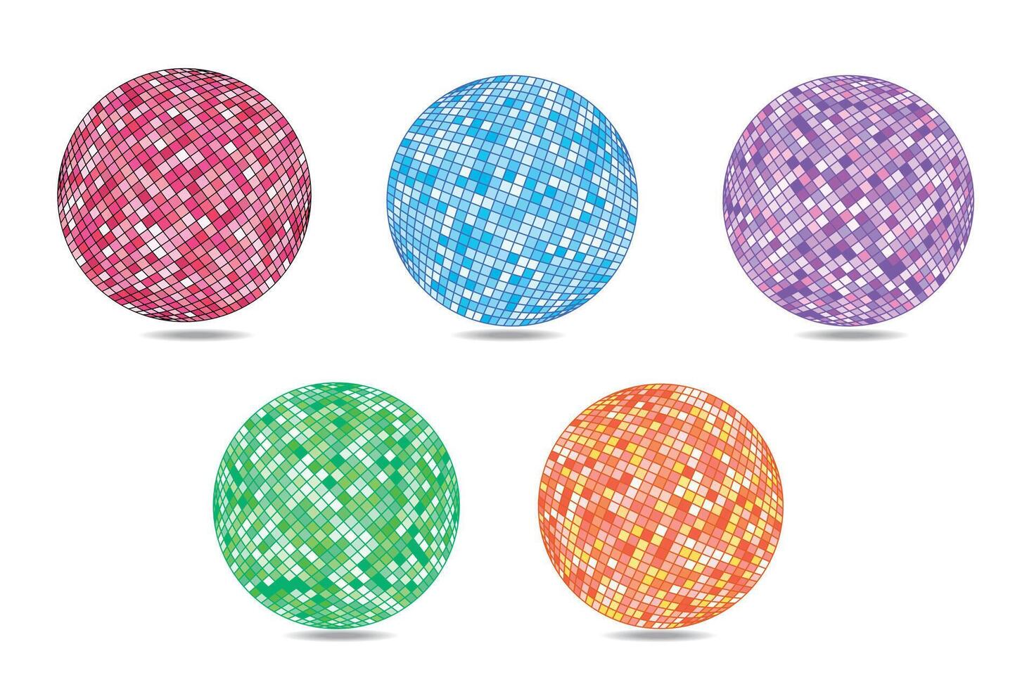 Colorful disco balls collection various illustration vector