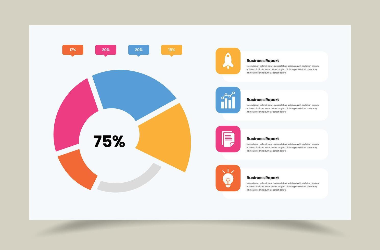 Annual Business Performance Presentation Slide with Infographic Overview vector
