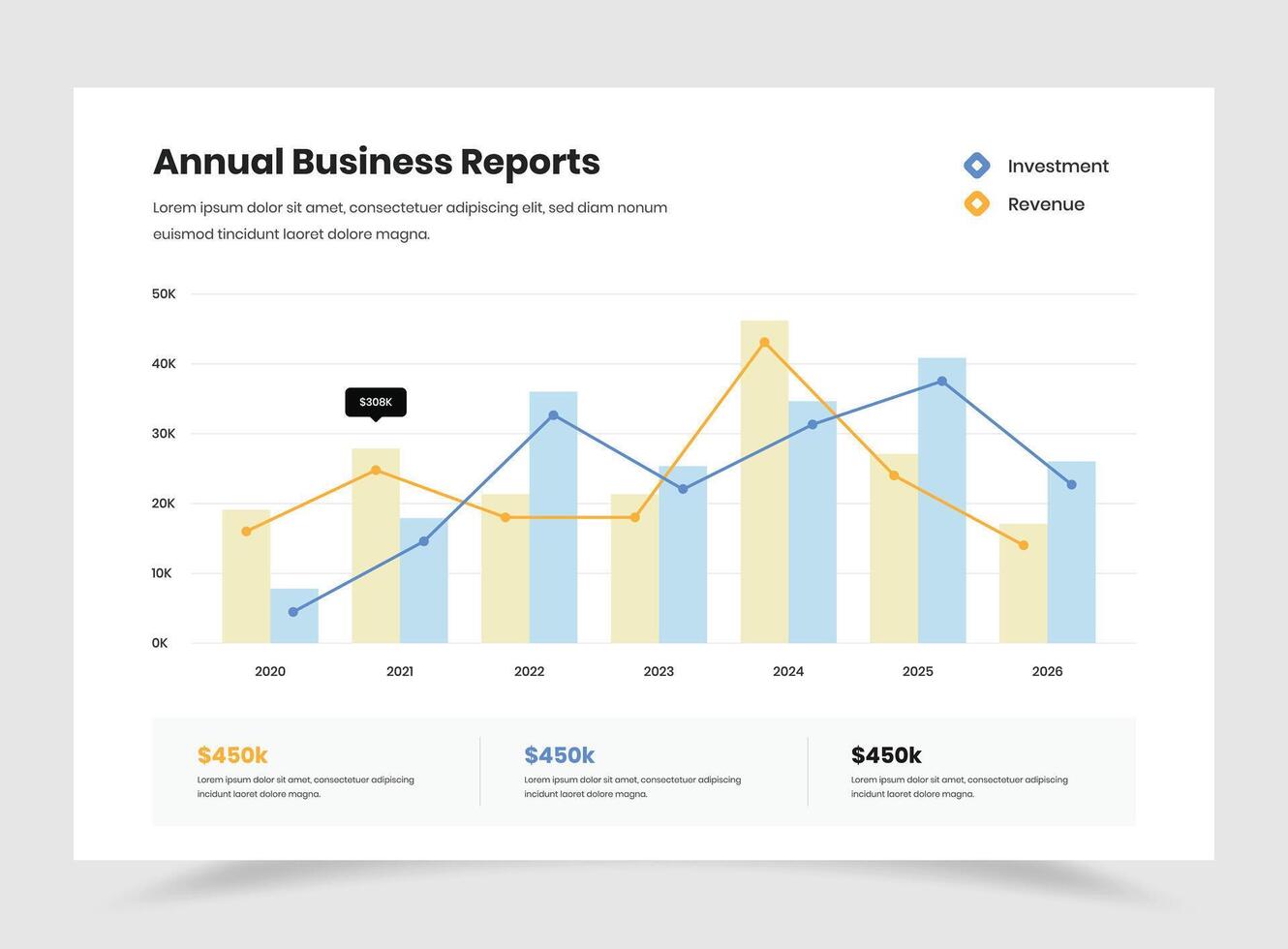 Annual Business Growth Report and Overview Graph Design for Presentation Slide vector