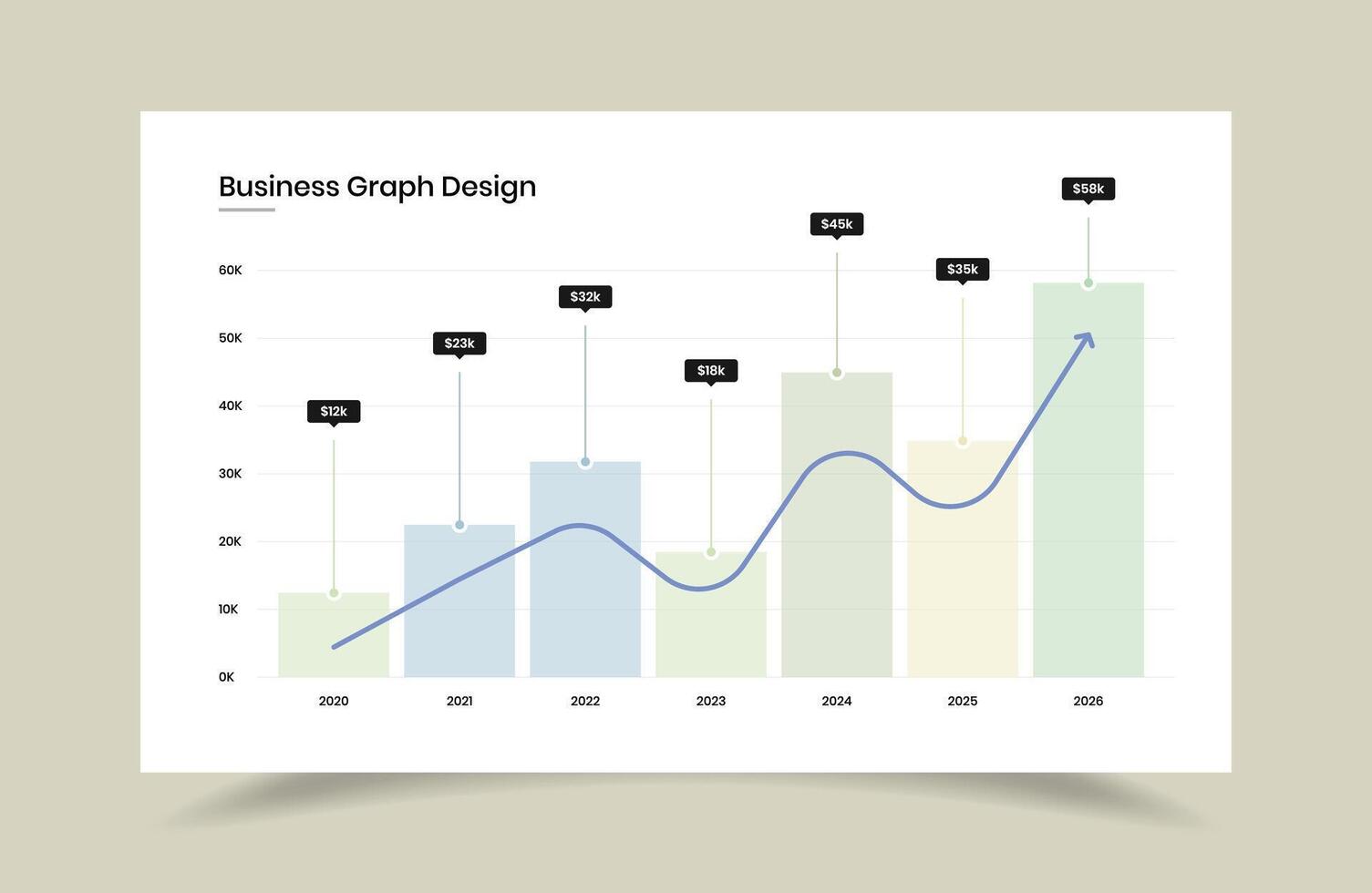 Minimalist Business Progress Graph and Annual Data Presentation Template vector