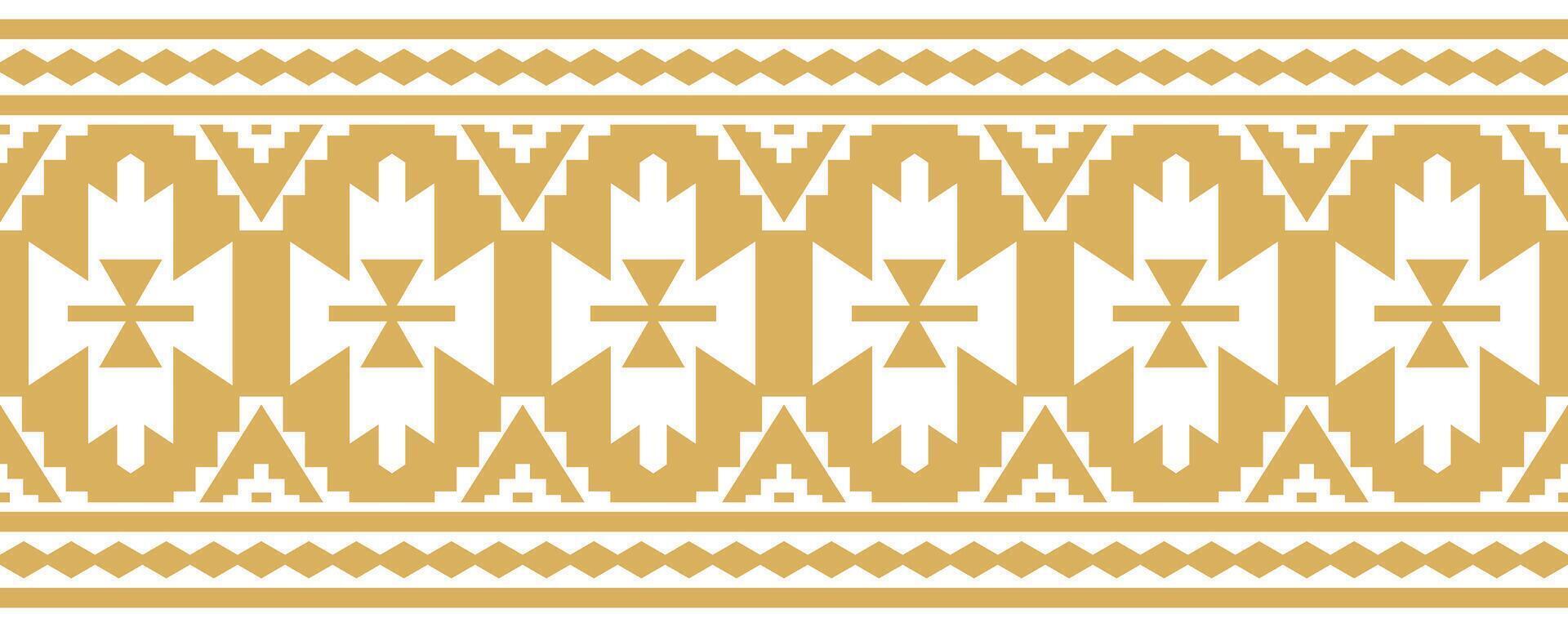 Retro textile design ethnic aztec seamless border. vector