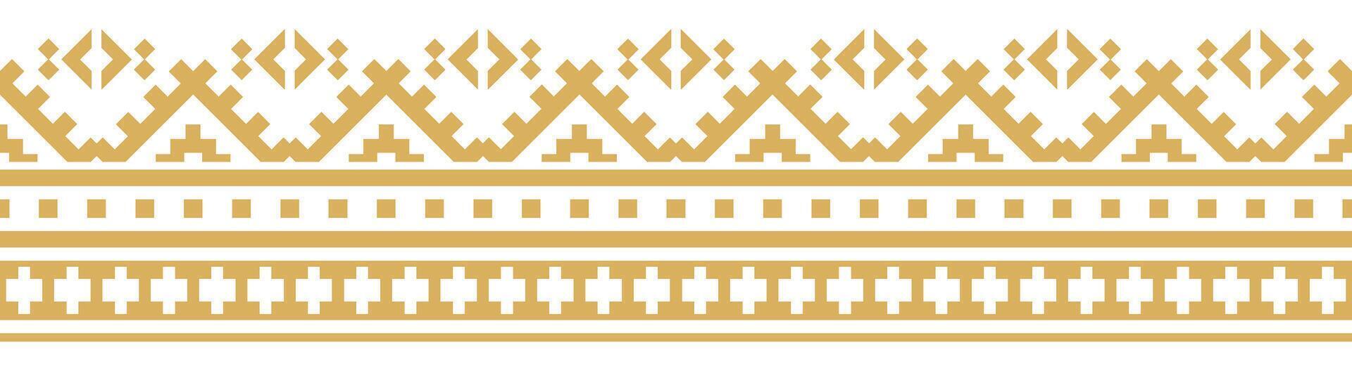 Vintage ethnic textile with aztec abstract border and seamless pattern. vector
