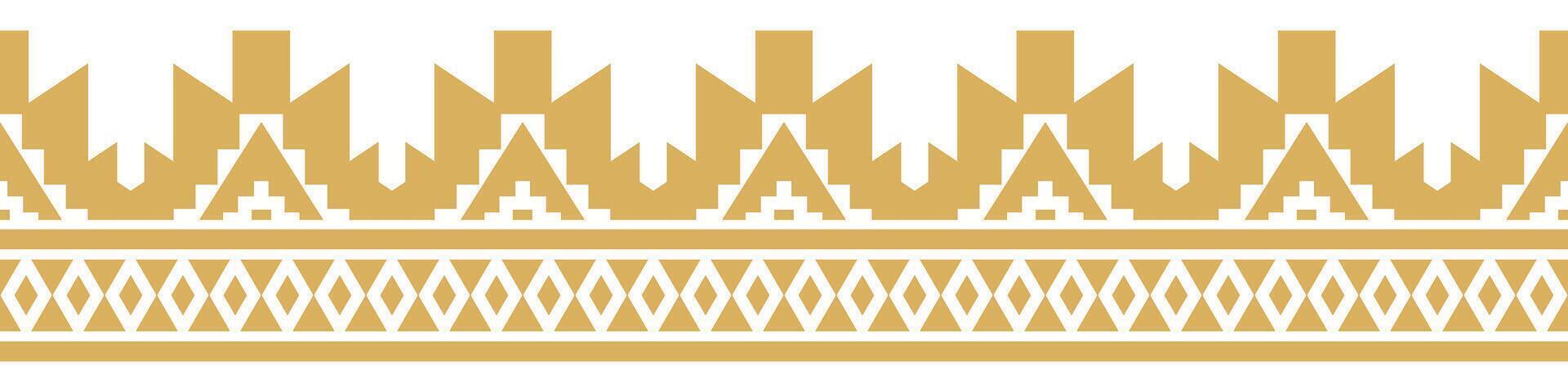 Ethnic aztec retro style with seamless border textile design. vector
