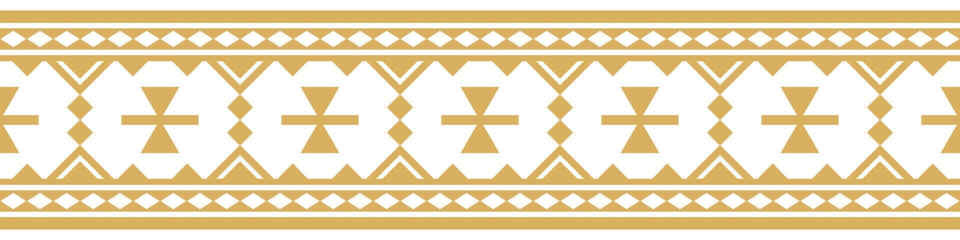 Abstract ornament pattern with ethnic aztec seamless border in antique style. vector