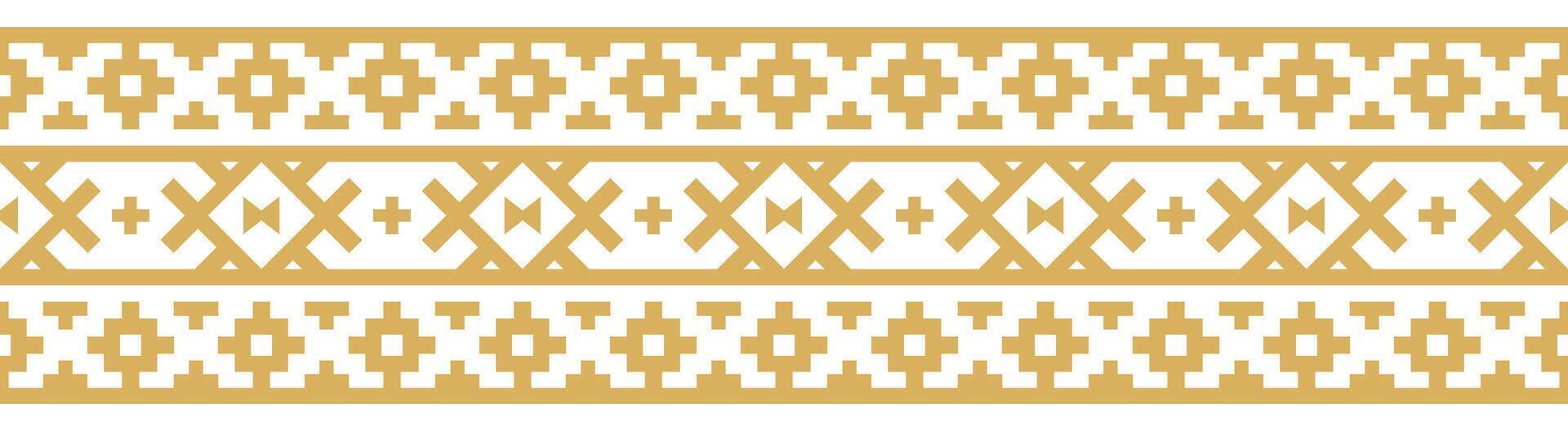 Antique aztec fabric with ethnic border and abstract seamless pattern. vector
