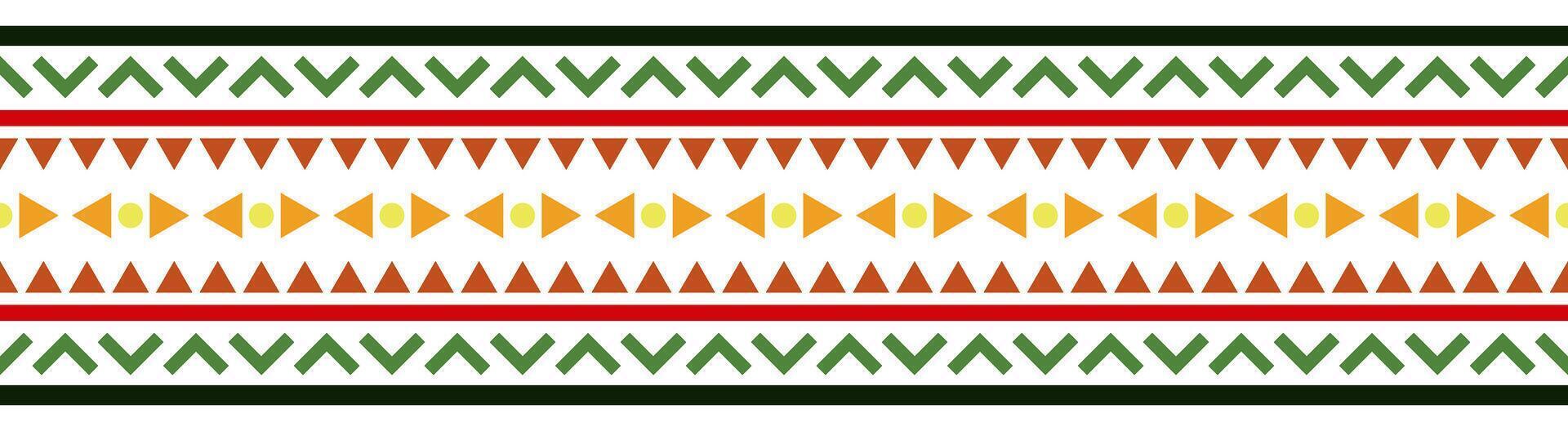 Ethnic tribal border pattern in aztec style with retro stripe elements. vector