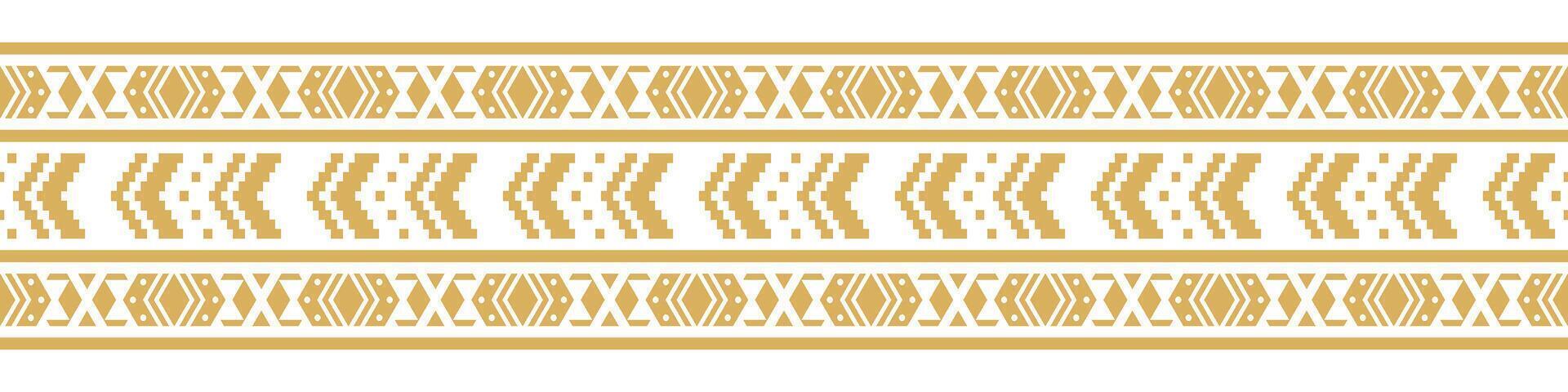 Ethnic aztec fabric with geometric border and seamless textile pattern. vector