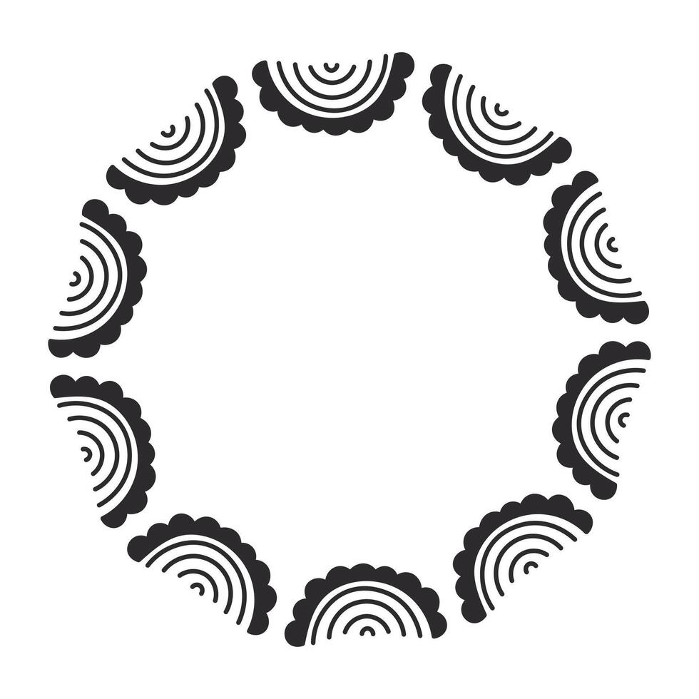Geometric Flower Doodle Circle Frame vector