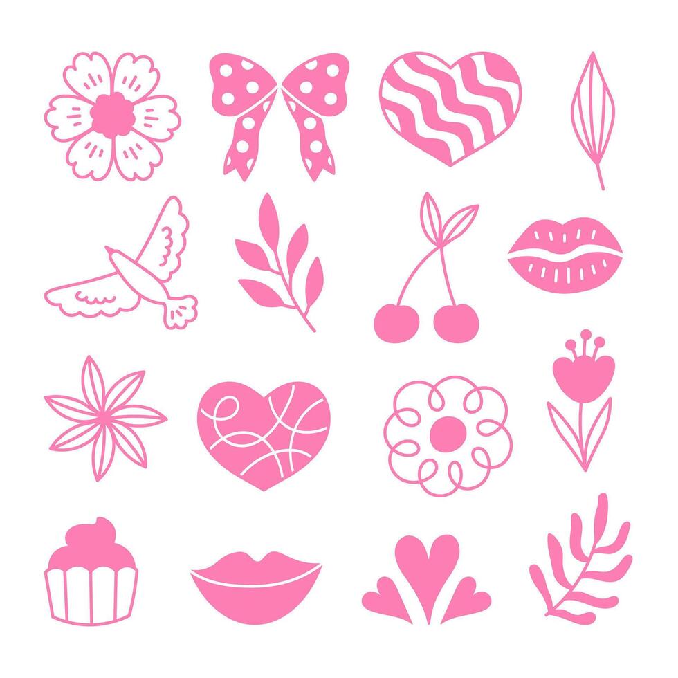 Romantic Love Doodles Set vector