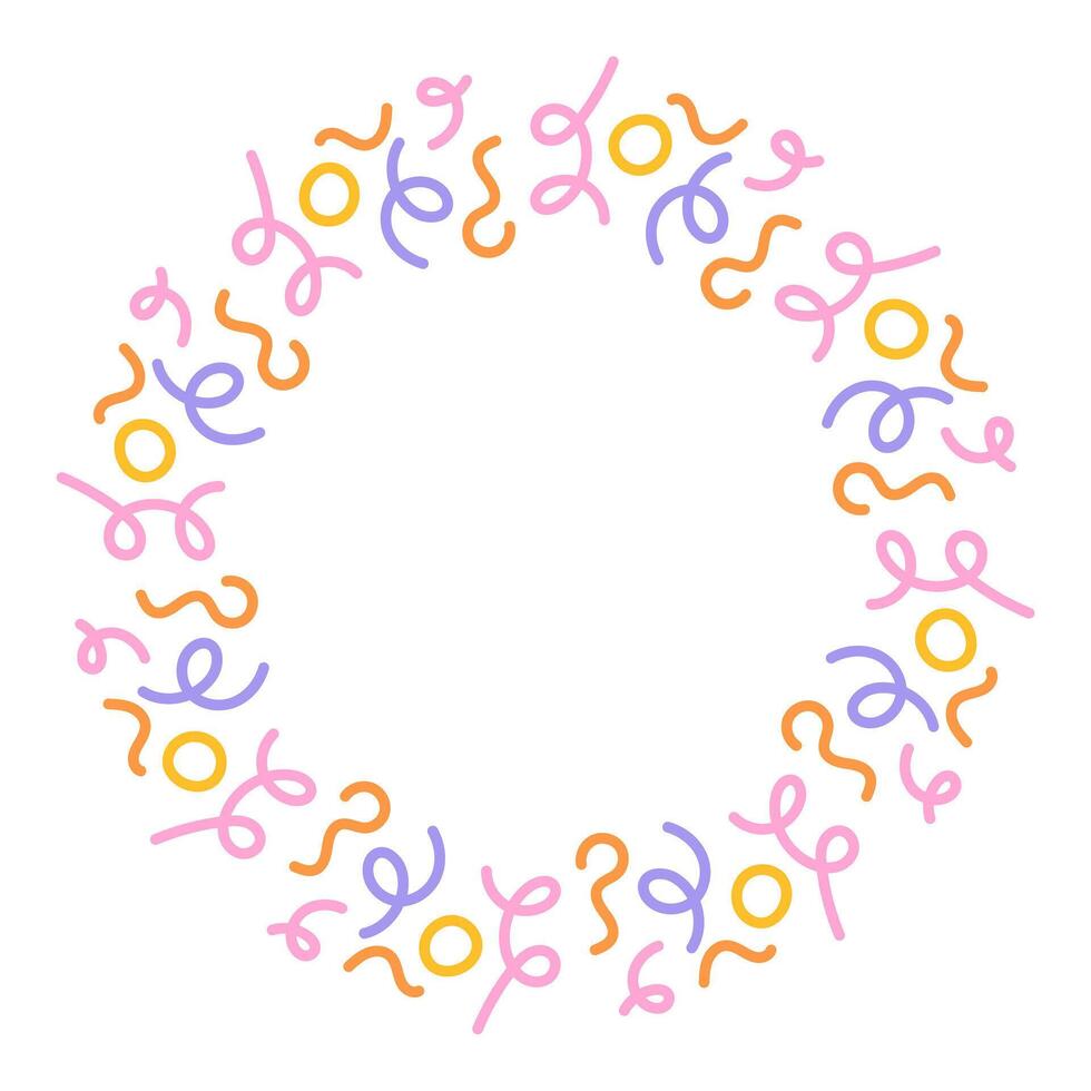 Whimsical Confetti Party Round Frame vector