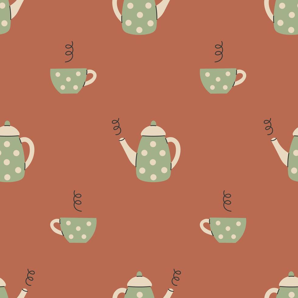 Hot Tea Seamless Pattern vector