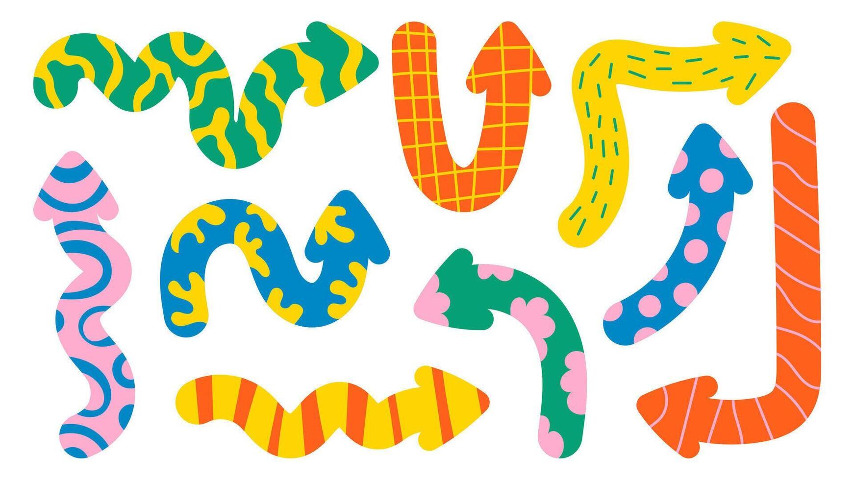 Curved textured Arrows Set vector