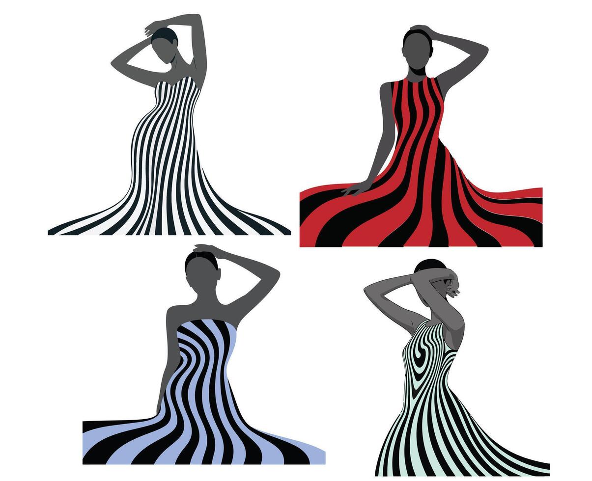 Silhouette art of women fashion vector